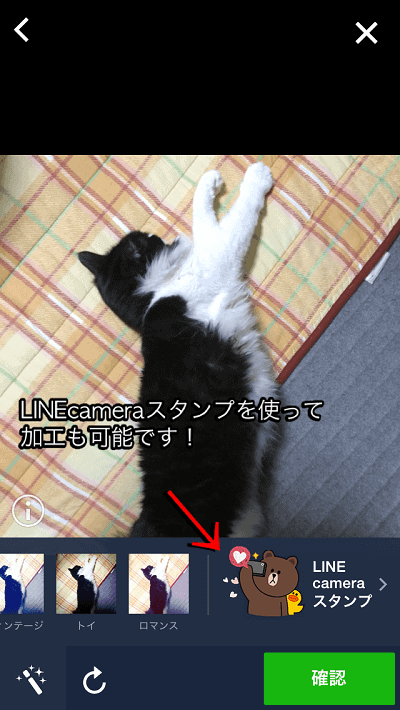 9、LINEcameraスタンプも使えるイメージ画像。